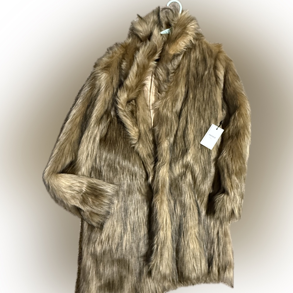 faux fur longline coat
